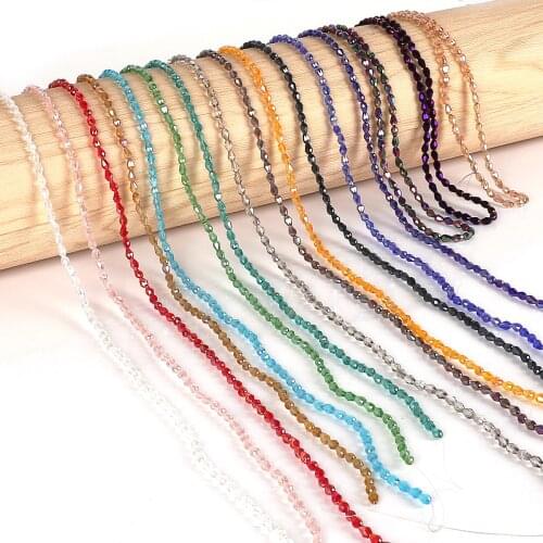 70Pcs/String Crystal Glass 4x6mm Normal Size Drop Water Shinning AB Colors Loose Beads for Jewelry Women Making Accessories