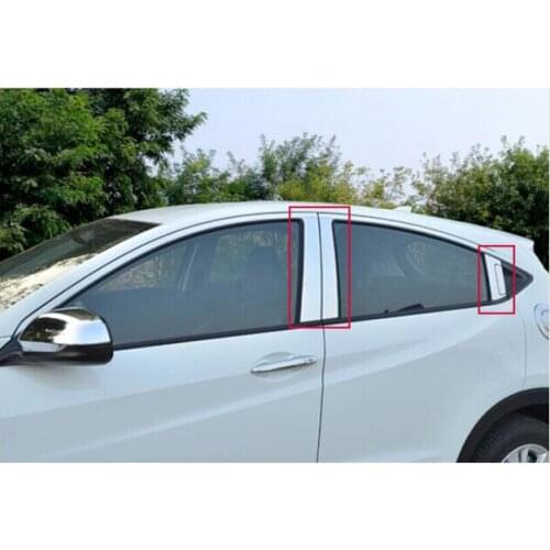 ACCESSORIES FOR HONDA HR-V VEZEL 2014 2015 2016 WINDOW CHROME PILLAR POST COVER TRIM MOLDING GARNISH 8PCS ACCENT
