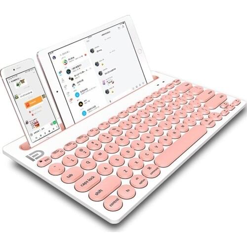 Bluetooth Wireless Keyboard Mini 76 keys Keyboard for Ipad Tablet Phone Laptop Multi-Device Keypad Portable Pink Keyboard