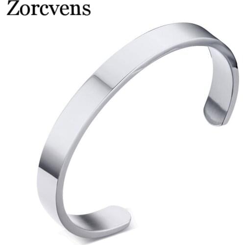 Modyle Women and Men 8mm Width Surface Bracelet Bangle Stainless Steel Bracelet Men Silver Color/Gold/Black/Rose Gold 4 Color