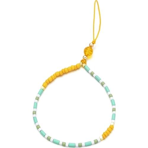 Boho Fashion Colorful Bead Key Chain Ropes Lanyard Hand Strap Tassel Mobile Phone Wrist Holder Girls Phone Chain