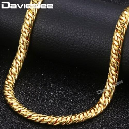 Chain Necklaces for Men Women Yellow Gold Filled Rombo Herringbone Link Mens Necklace Chains Fashion Jewelry Gift 7mm DGN467