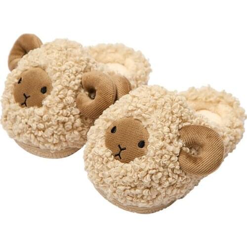 Baby Cotton Slippers Winter Childrens Cute Sheep Slippers Plush Slippers Home Indoor Shoes Furry Kids Slippers
