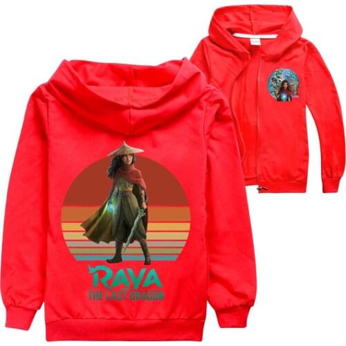 Kids Hoodies Coats Girls Boys Raya and The Last Dragon Zipper Sweatshirts Children Autumn Clothes Long Sleeve Pullover Outfits