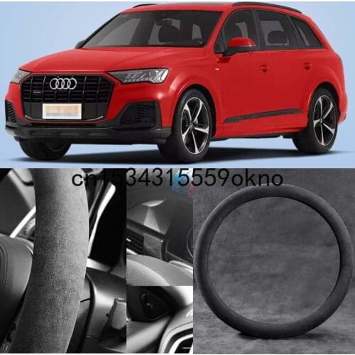 For Audi Q7 Circular D Type Black Alcantara Suede Car Steering Wheel Cover Car Accessories