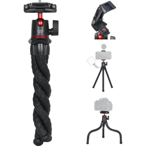 Andoer MT40 Flexible Octopus Tripod Stand Desktop Vlog Bracket 360° Rotatabble for Smartphone Camera Vlog Selfie Live Streaming