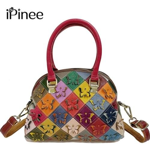IPinee Womens Handbags Ladies Hand Bags Genuine Leather Totes Top Handle Boho Bag Brand Designer Shoulder Bag for Women