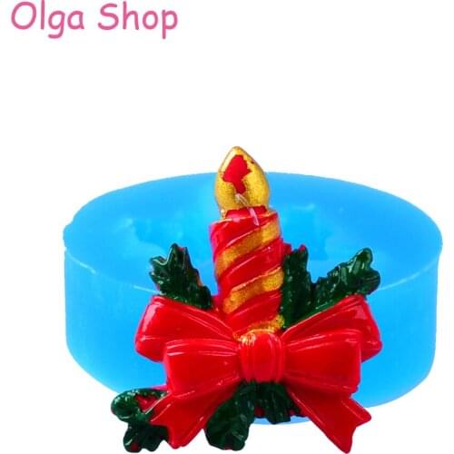 JYL055 Christmas Candle Silicone Mold 32mm - Chocolate Polymer Clay Miniature Food Fake Sweet Mold, Cookie Mould Food Safe