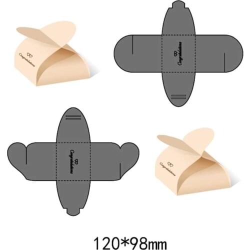 Gift Box Frame Carbon Staal Gestanst Template Stansmessen Scrapbooking Stencil DIY Album Papier Kaart Decoratieve Craft 120*98mm