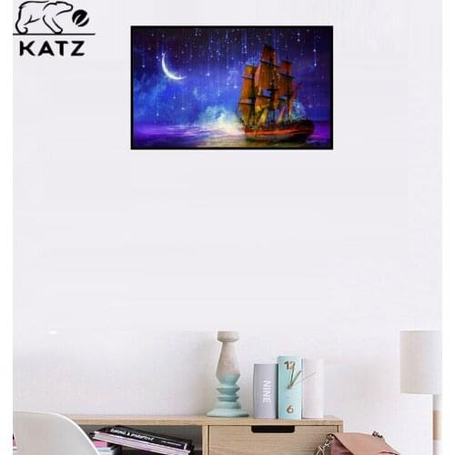 Night Seascape Diamond Painting Sail Galaxy Embroidery Crossing Diy Animal Painted Mosaic Art Gift Embroidered Home Decoration