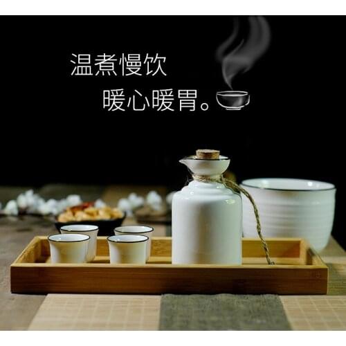 Ancient style ceramic warming white yellow rice wine household liquor scalding pot Chinese hot wine kettle wineware set gift box