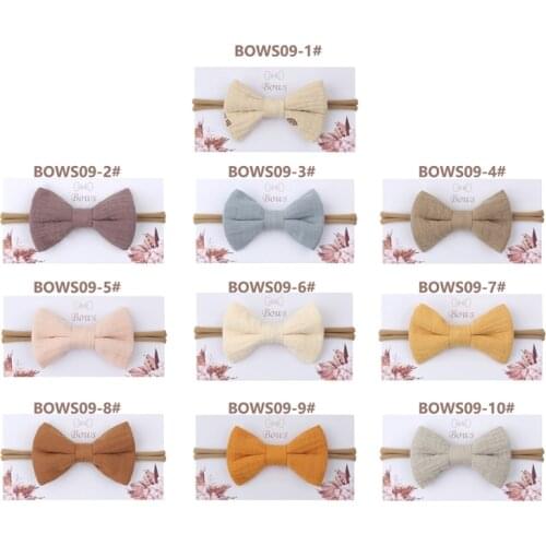 KLV 10Colors Baby Girls Elastic Bow Headband Soft Cotton Fashion Princess Bowknot Hair Band Newborn Kids Hair Accessories