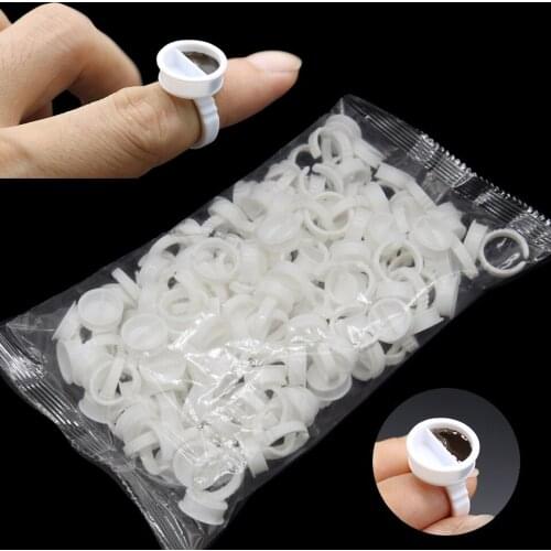 100PCS/bagWholesale Disposable Glue Holder Ring Pallet for Eyelash Extension Glue Rings Adhesive Tattoo Pigment Well Holder tool