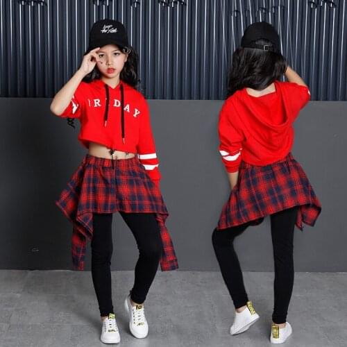 Children Clothing Set Girls Jazz Hip Hop Modern Dancewear Costumes kids Dance Street Clothes Long Sleeve Tops+Pants 2pcs Outfits