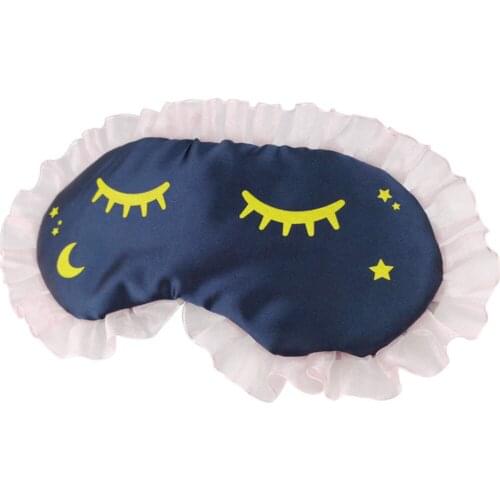 Lace Fungus Sleeping Mask Moon Stars Mulberry Silk Eyes Mask Soft Breathable Blindfold Headband Eyepatch Night Mask Adjustable