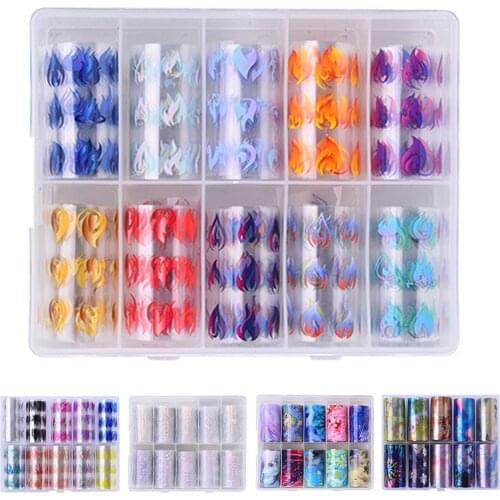 Nail Stickers Nail Art Star Transfer Paper Art Texture Flame Transfer Nail Sticker Water Slide Nail Art Decals For Manicure