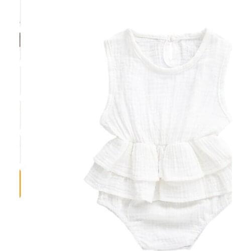 Summer 0-24M Newborn Kids Baby Girl Clothes Sleeveless Bodysuit Tutu Dress Solid 1pcs Outfit Infant Vacation Clothes Wholesale
