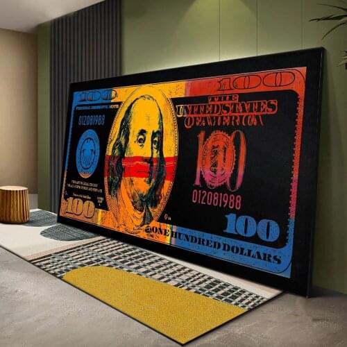 Wall Art Gold Modern Popular Colorful Hundred Money Canvas Painting Quadro Street Art Abstract Poster Wall Picture Home Decor