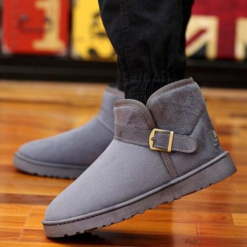 New Winter Mens Snow Boots Snow Boots Shearling Wool Fur Lined Winter Boots Keep Warm Shoes Waterproof Black