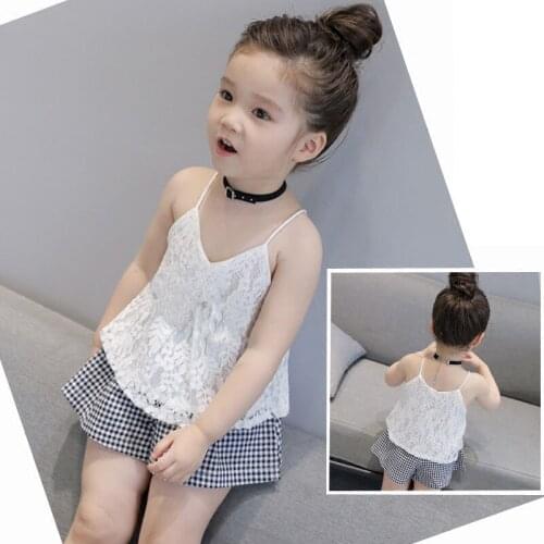New female baby fashion lace halter shirt Korean version of the girls summer childrens clothing vest