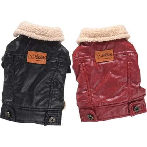 Pet Large Dog Clothes Winter Warm PU Coat For Large Dog Golden Retriever Labrador Coat Jacket Outfit RED/BLACK Pets Clothing 7XL