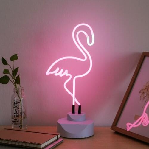 Wholesale handcraft Neon glass tube flamingo neon light neon planet poker rocket unicorn with base holder party holiday décor
