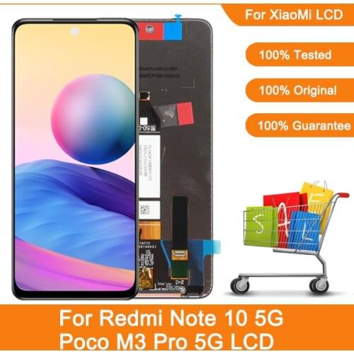 Original 6.5'' LCD With Frame For Xiaomi Redmi Note 10 5G Display Touch Screen Digitizer Assembly Part For Xiaomi POCO M3 Pro 5G