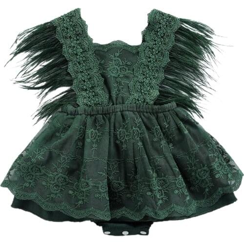 Princess Baby Girl Embroidery Lace Bodysuit Dress Summer Feathers Fly Sleeve Floral Tulle Tutu Jumpsuit Party Baby Girl Clothes