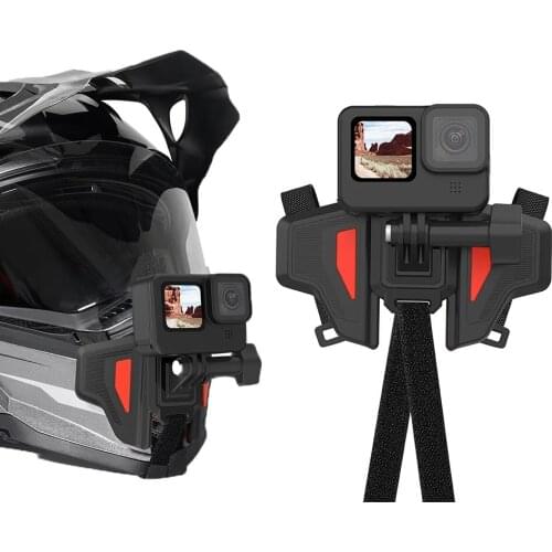 TELESIN Motorcycle Helmet Chin Mount Strap Flodable Mount Holder for GoPro Hero 9 8 7 6 5 DJI Osmo Action Insta360