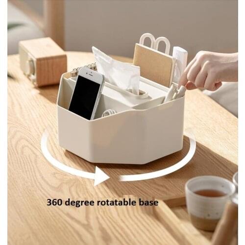 PS Creative Desktop Rotating Simple Multifunctional Remote Control Paper Tissue Storage Box