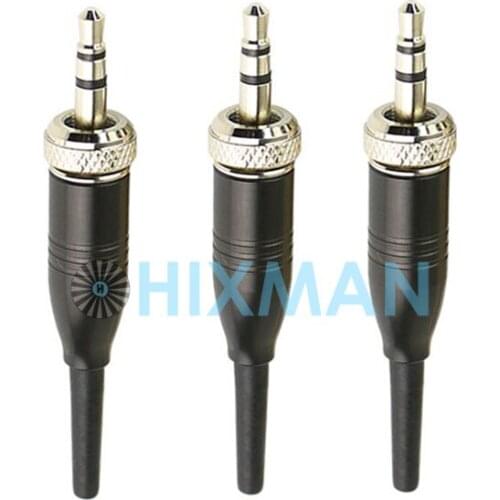 DIY 3pcs/lot Black Beige 3.5mm 1/8" Stereo Screw Audio Lock Connector for Sennheiser Sony Nady Audio2000S Mic Spare Plug Adapter