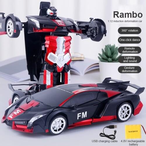 1:12 RC Car Transformation Robots Sports Vehicle Model Robots Toys Cool Deformation Car Kids Toys Gifts For Boys