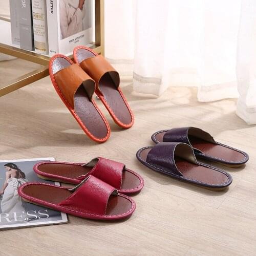 SANDRA JRR Men Women House Shoes Flat Heel Open Toe Leather Slippers Indoor Shoes High Quality Floor Slides