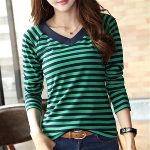 Soperwillton T-Shirt Women 2020 Shirts Long Sleeve Autumn Casual Shirt Striped Female T Shirts Womens Cotton Camisa Feminina