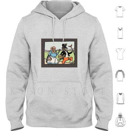 Uncle Wiggily & Nurse Jane Go Picnicking Hoodie Long Sleeve Anthropomorphic Animals Uncle Wiggily Nurse Jane Picnic