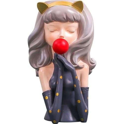 Bubble Gum Girl Flower Vase Resin Artificial Plant Pot Abstract Flower Pot Stylish Home Decor Desktop Ornament Figurine