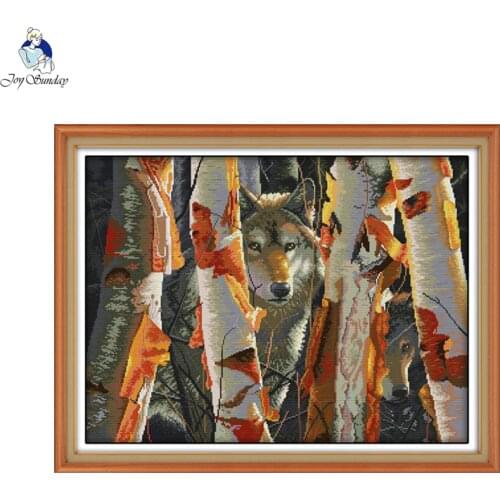 Guardians of White Birch Patterns Printed Cross-stitch 11CT 14CT Handwork Beginner Cross Stitch Kit Wholesale Embroidery Crafts