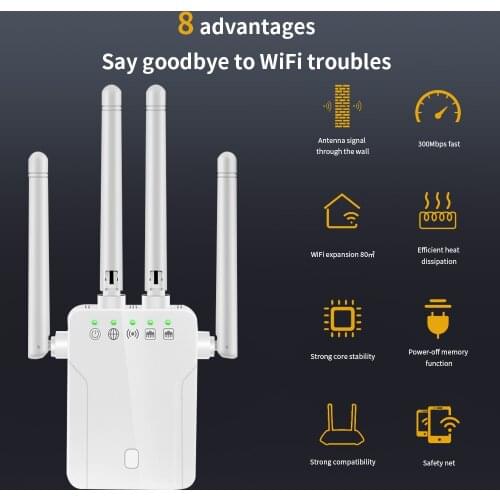 TISHRIC Wifi Repeater 300Mbps Amplifier 2.4G VPN Network Extender Router Wifi Booster Wireless Repeater 802.11N Wi fi Router