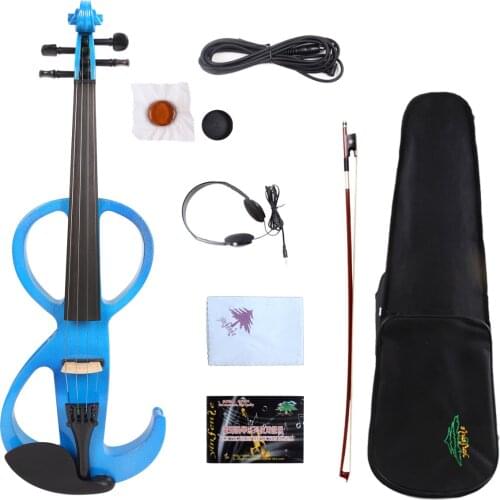 Yinfente Electric Silent Violin 4/4 Wooden Body Sweet Tone Free Case Bow Cable#EV11