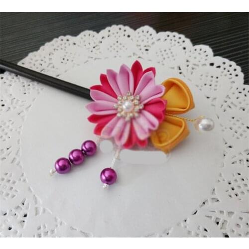 Anime Cosplay Handmade Kamisama Kiss Momozono Nanami Purple Kanzashi Hairpin for Kimono Halloween Christmas Hair Stick Gift