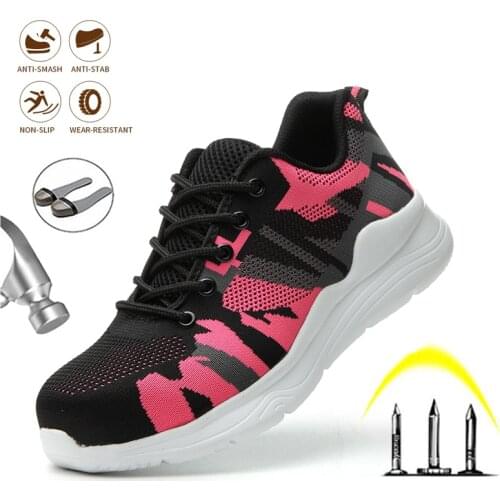 Security Camouflage Work Shoes Indestructible Sneakers Safety ShoesBreathable Lightweight Anti-Smashing Shoes With Steel Toe