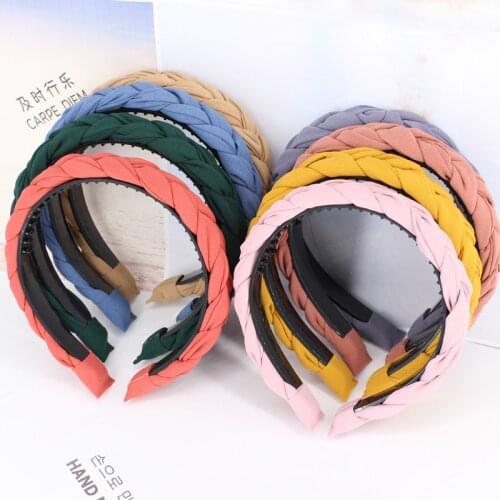 Popular Braided Hairband With Teeth Solid Non Slip Headband for Women Girls Make-up Wash Headdress Hair Accessories