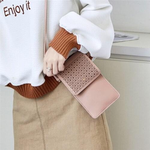 Women Clutch Hollow Out Phone Bag Wallets Flap Touch Screen Phone Shoulder Bag Fashion Mini Crossbody Bags For Female
