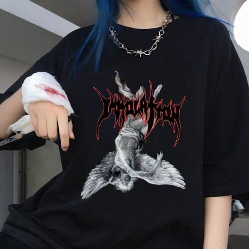 Harajuku Gothic Summer Women T-shirts Hip Hop Kawaii Print Fallen Angel Punk Chic Short Sleeve Tees Tops Y2K T shirts Female