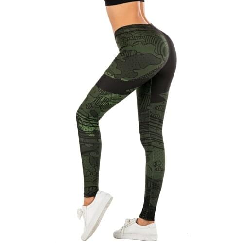 Fashion Woman Pants Sexy Women Legging Line Green graffiti Printing Fitness leggins Slim legins Soft and stretchy Leggings