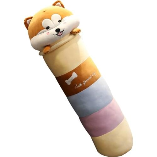 1pc 60-100CM Big Size Long Rainbow Shiba Inu Dog Plush Toys Lovely Stuffed Dolls for Children Baby Kids Birthday Christmas Gifts