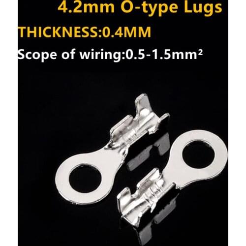100PCS/lot 4.2mm Dia Copper Circular Splice Terminal Wire Naked Connector thickness 0.4mm