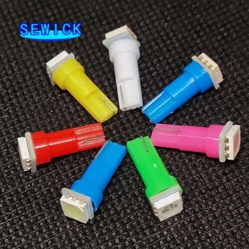 100pcs T5 5050 1 SMD LEDCar Interior Light Auto Side Wedge Dashboard Gauge Instrument Lamp Bulb LED Super Bright Car Accessories