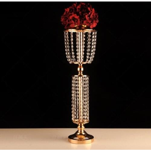 12pcs)new style Gold crystal Centerpiece wedding flower vase wedding table centerpiece table stand wedding decoration senyu01297