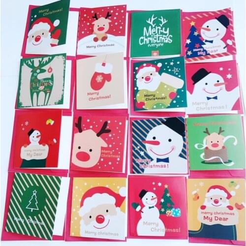 128 Pcs/lot Santa Claus Suit Paper Card Mini Christmas Greeting Card Merry Christmas Blessing Cards Festive & Party Supplies